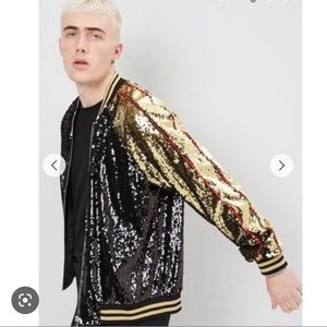 Forever 21 Sequin Jacket Black and Gold